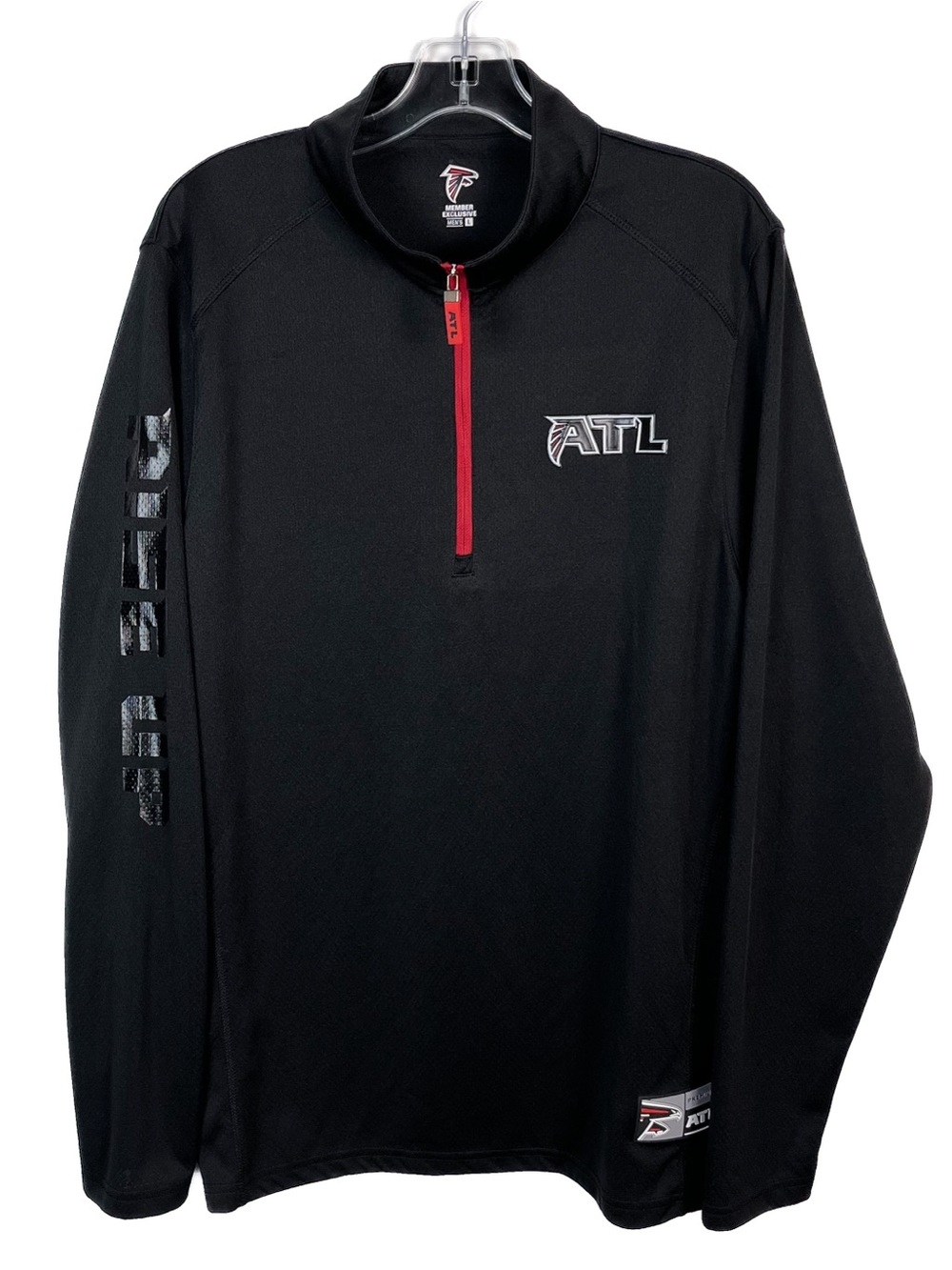Atlanta Falcons Member 1/4 Zip Pullover Mens Large Black Red Long Sleeve EUC